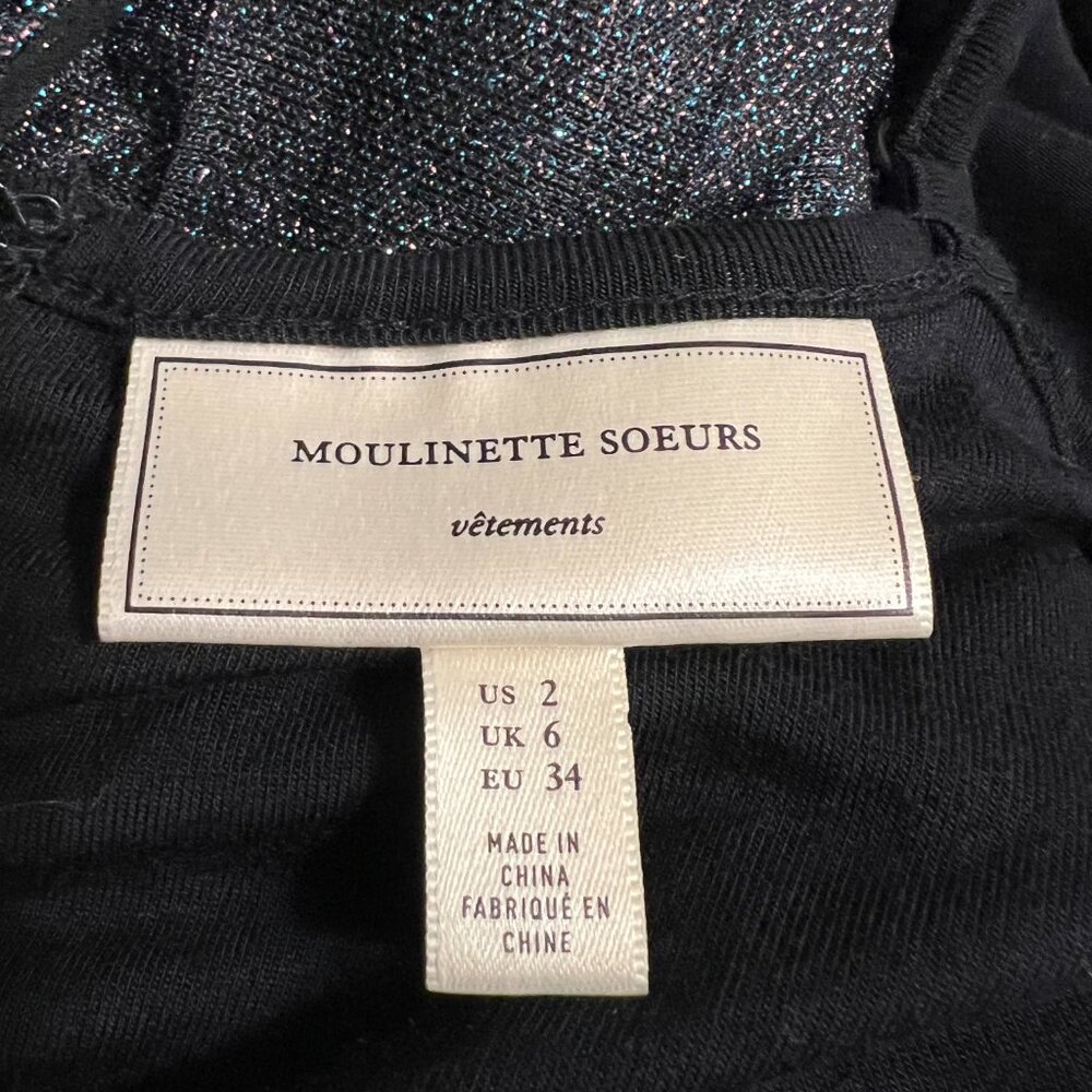 Moulinette Soeurs Metallic Chiffon Maxi Dress Women's Size 2 Evening Gown - Picture 6 of 11